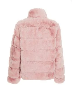 Quiz Faux Fur Short Puffer Jacket - Pink -Modish Muse VB8XD SQ5 0000000063 PINK MDd1
