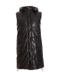 Quiz Long Faux Leather Gilet -Modish Muse VB8YZ SQ4 0000000004 BLACK MDd