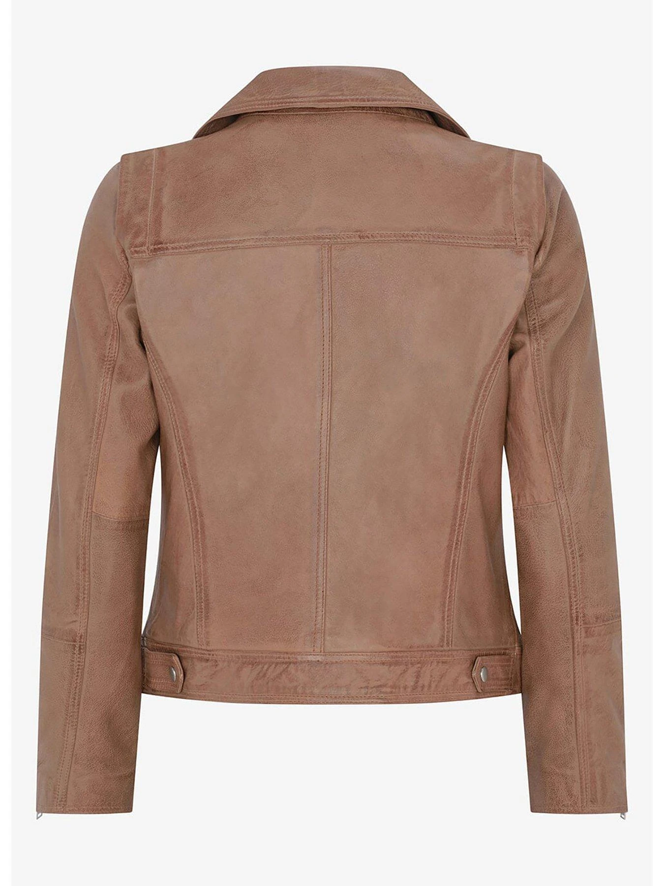 Mint Velvet Tan Casual Leather Jacket 4 Mint Velvet Tan Casual Leather Jacket - Image 2