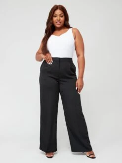 Calvin Klein Plus Wide Leg Pant - Black -Modish Muse VCCHK SQ3 0000000013 WHITE MDo