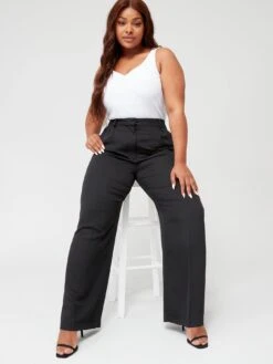 Calvin Klein Plus Wide Leg Pant - Black -Modish Muse VCCHK SQ4 0000000013 WHITE MDd