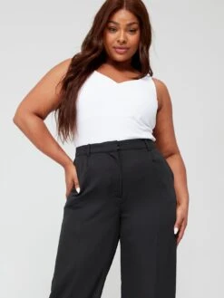 Calvin Klein Plus Wide Leg Pant - Black -Modish Muse VCCHK SQ6 0000000013 WHITE MDd2