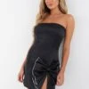 Quiz Satin Bow Mini Dress - Black -Modish Muse VCFZY SQ1 0000000004 BLACK MDf