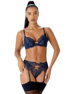 Gossard Superboost Lace Non Padded Underwired Plunge Bra - Midnight Blue
