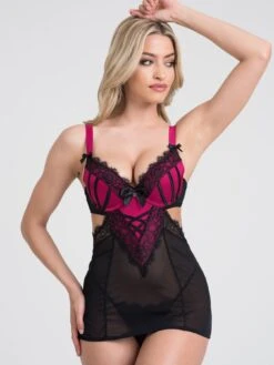Lovehoney Boudoir Belle Cherry Cut-out Chemise Set - Black Small -Modish Muse VEL57 SQ6 0000000004 BLACK MDd2