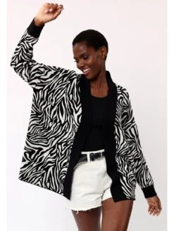 Religion Heritage Animal Print Cardigan -Black