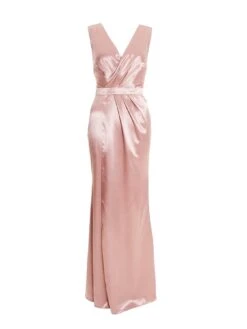 Quiz Satin Wrap Split Leg Maxi Dress - Pink -Modish Muse VEORY SQ4 0000000063 PINK MDd