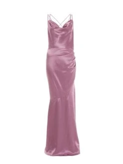 Quiz Satin Cross Back Maxi Dress - Pink -Modish Muse VEOT9 SQ4 0000000063 PINK MDd