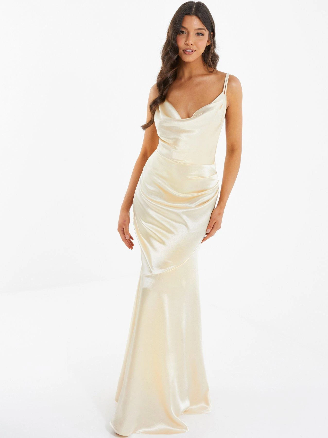 Quiz Satin Maxi Dress - Light Gold 3 Quiz Satin Maxi Dress - Light Gold