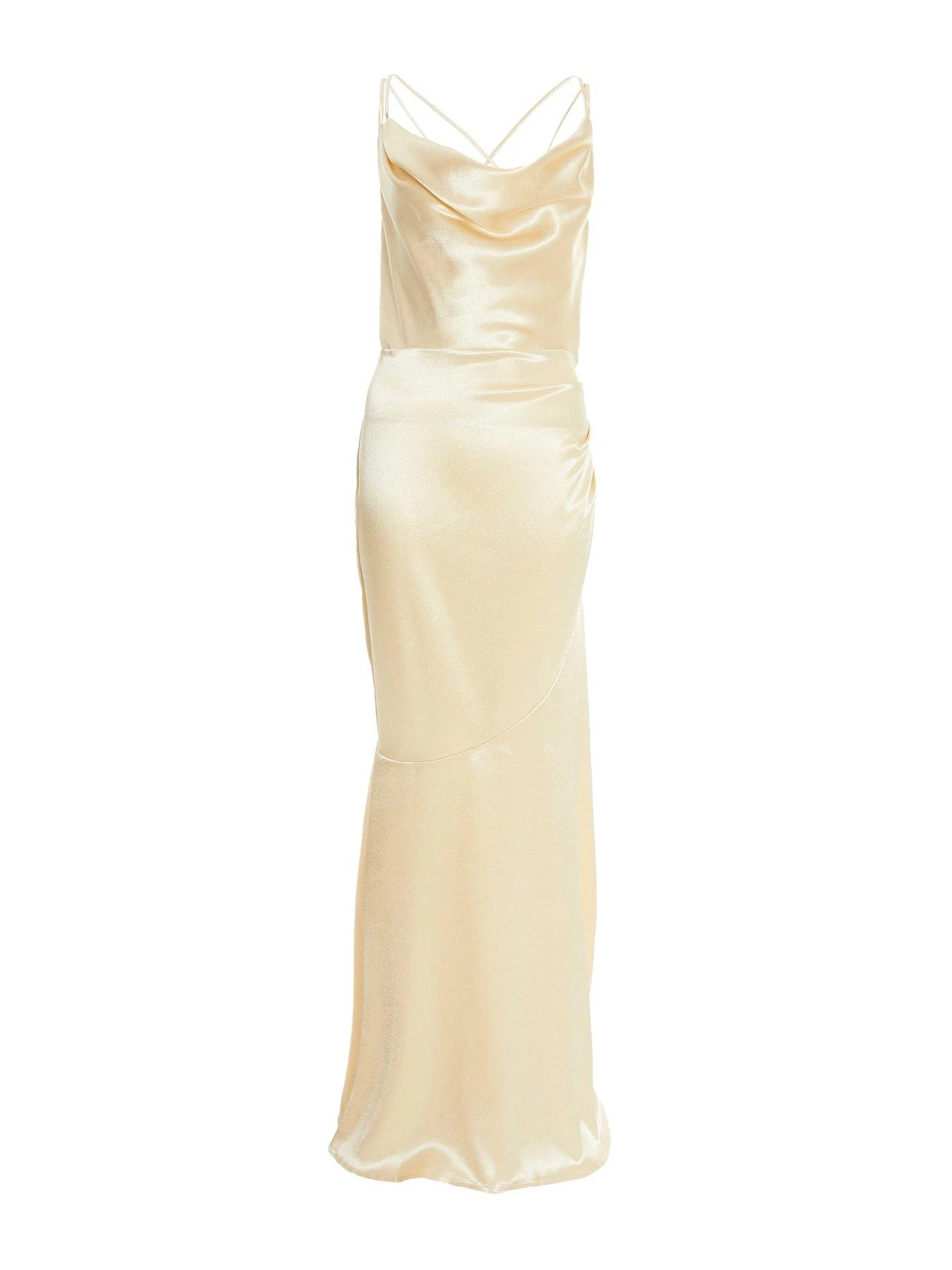 Quiz Satin Maxi Dress - Light Gold 6 Quiz Satin Maxi Dress - Light Gold - Image 4
