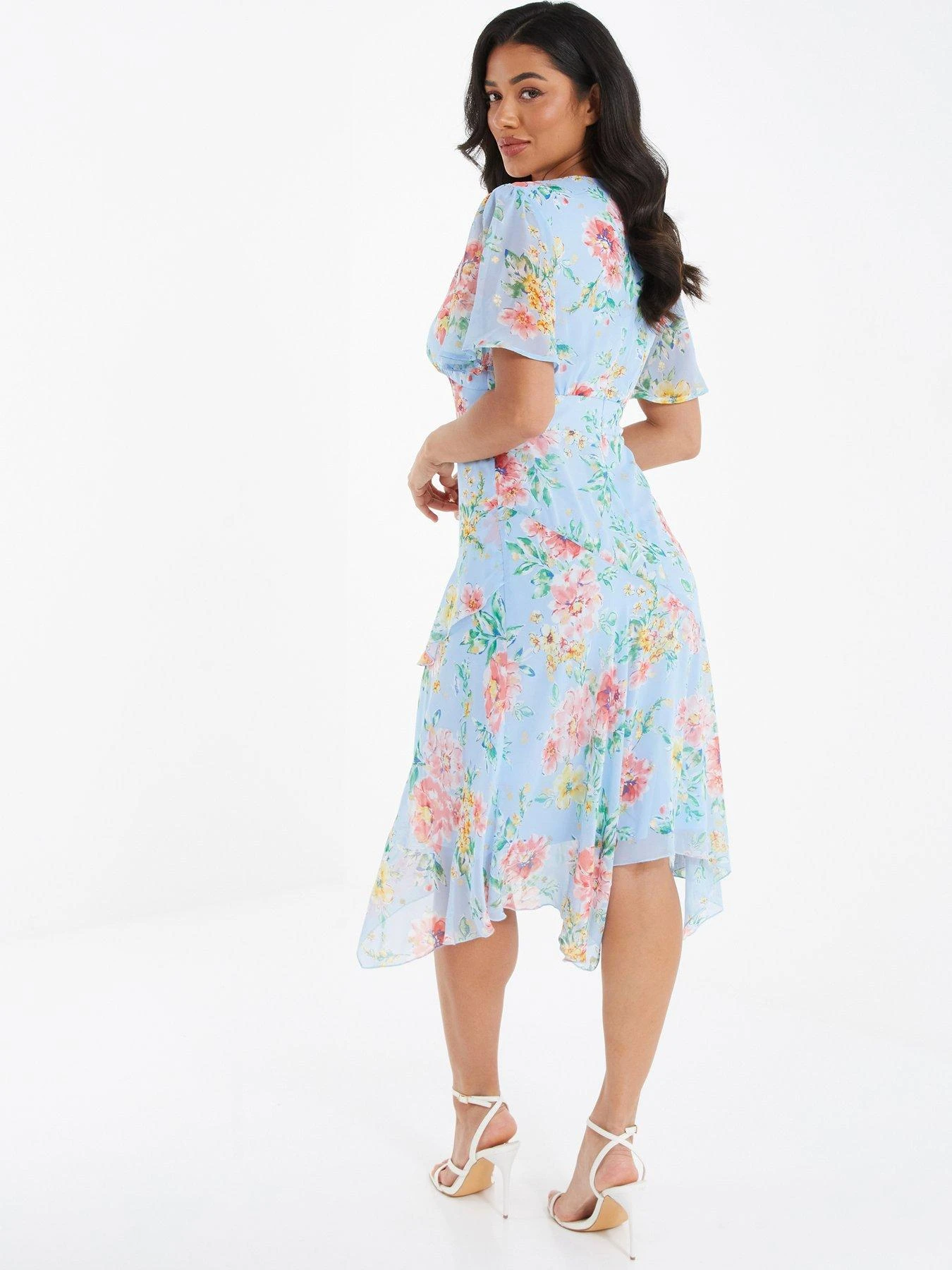 Quiz Floral Chiffon Midi Dress 4 Quiz Floral Chiffon Midi Dress - Image 2