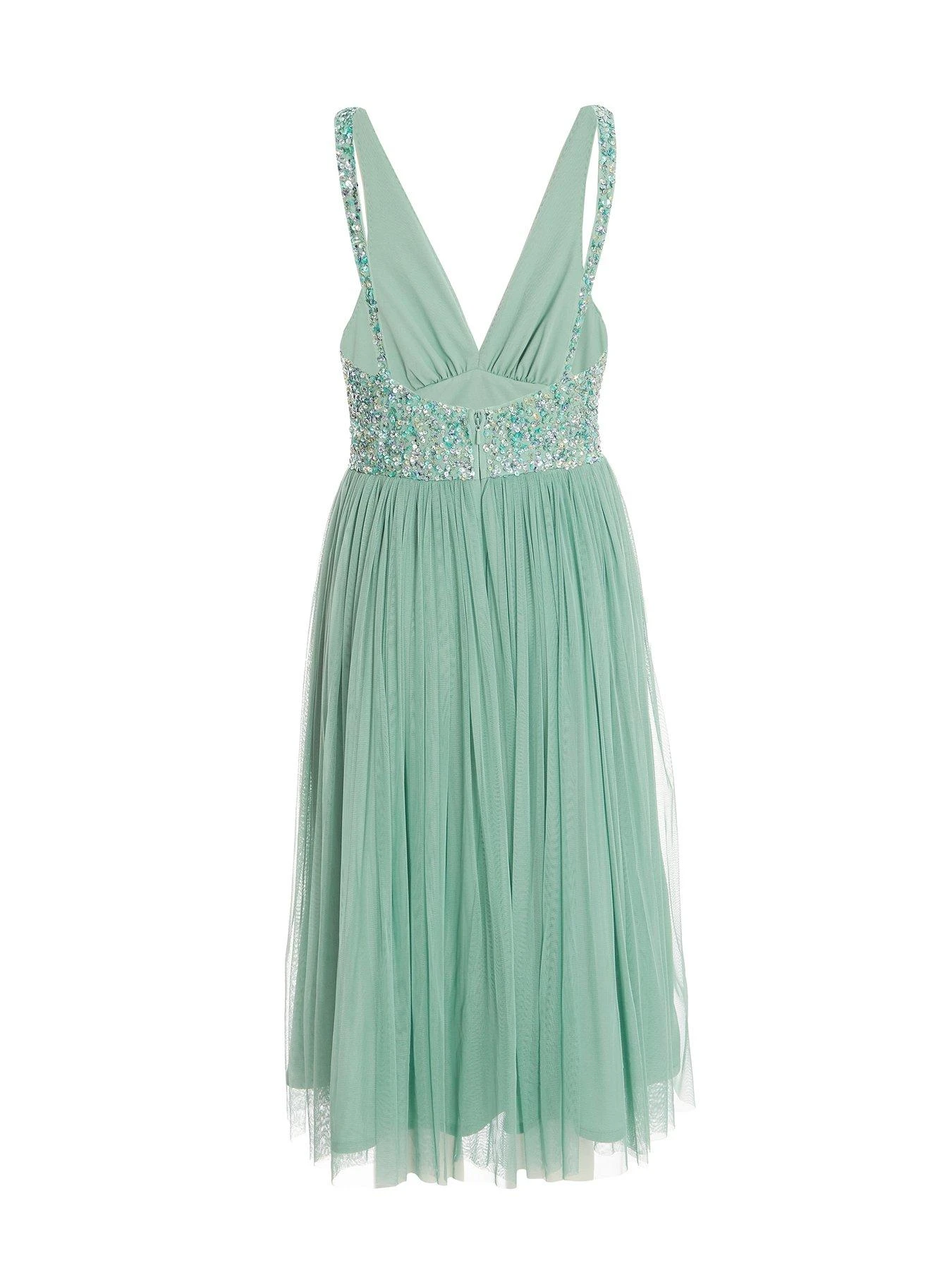 Quiz Petite Sequin Tulle Midi Dress - Aqua 7 Quiz Petite Sequin Tulle Midi Dress - Aqua - Image 5