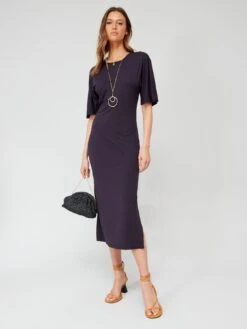 V By Very Batwing Sleeve Midaxi Dress - Black