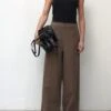Religion Wide Leg Linen Studded Trim Trousers - Brown -Modish Muse VF4VR SQ1 0000000143 BROWN MDf
