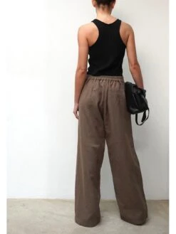 Religion Wide Leg Linen Studded Trim Trousers - Brown -Modish Muse VF4VR SQ2 0000000143 BROWN MDb