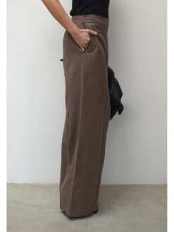 Religion Wide Leg Linen Studded Trim Trousers - Brown -Modish Muse VF4VR SQ5 0000000143 BROWN MDd1