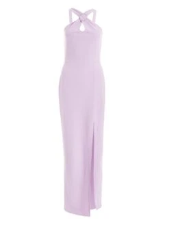 Quiz Halter Neck Diamante Maxi Dress - Light Purple -Modish Muse VFE30 SQ4 0000001367 LIGHT PURPLE MDd
