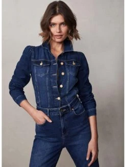 Mint Velvet Puff Sleeve Denim Jacket -Modish Muse VFGOE SQ3 0000000048 NAVY MDo