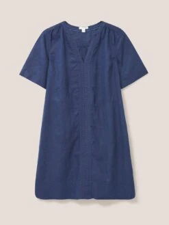 White Stuff June Linen Shift Dress - Blue -Modish Muse VFM89 SQ4 0000000020 BLUE MDd