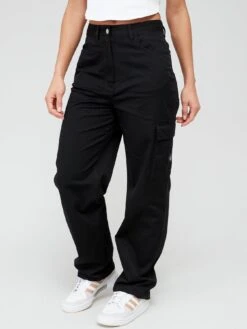 Calvin Klein Jeans Stretch Twill High Rise Straight Jeans - Black