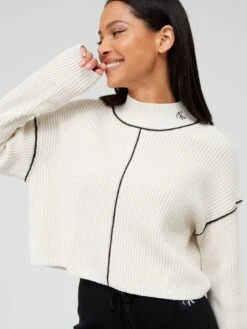 Calvin Klein Jeans Knitted Loose Sweater - Beige 9 Calvin Klein Jeans Knitted Loose Sweater - Beige -Modish Muse VGTRI SQ4 0000000108 BEIGE MDd