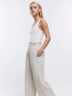 RI Petite Petite Linen Trouser - Beige 9 RI Petite Petite Linen Trouser - Beige -Modish Muse VH3MM SQ3 0000000005 GREY MDo