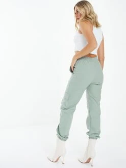 Quiz Tie Waist Combat Trousers -Modish Muse VHJ4I SQ2 0000003112 LIGHT GREEN MDb