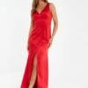 Quiz Satin Maxi Dress - Red -Modish Muse VHJ5L SQ1 0000000017 RED MDf