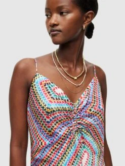 AllSaints Alexia Rainbow Dress - Rainbow Blue -Modish Muse VHKEL SQ5 0000000020 BLUE SLd