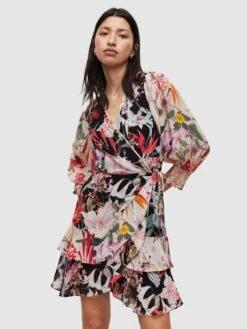 AllSaints Ari Leondra Dress - Pearl White/Black