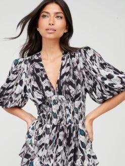 AllSaints Ciara Ines Dress - White Mono -Modish Muse VHKGO SQ4 0000000047 GREEN MDd