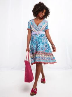 Joe Browns Perfect Pom Pom Dress Multi -Modish Muse VHSG8 SQ3 0000000029 MULTI MDo