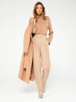 Fig & Basil Buckle Twill Tapered Trouser - Camel