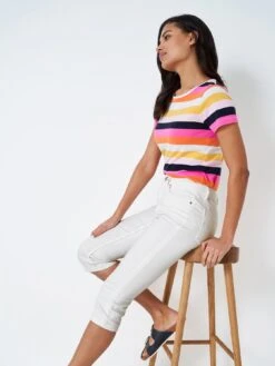 Crew Clothing Mia Crop Trousers - White -Modish Muse VID02 SQ5 0000000013 WHITE MDd1