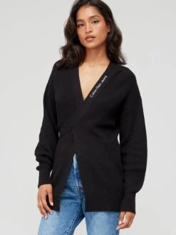 Calvin Klein Jeans Wrap Loose Cardigan - Black