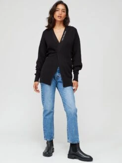 Calvin Klein Jeans Wrap Loose Cardigan - Black -Modish Muse VIIN7 SQ3 0000000004 BLACK MDo