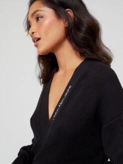 Calvin Klein Jeans Wrap Loose Cardigan - Black -Modish Muse VIIN7 SQ4 0000000004 BLACK MDd