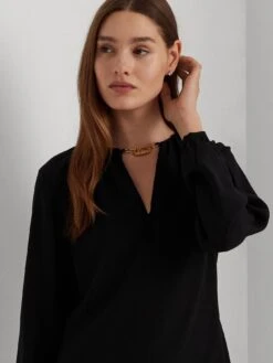 Lauren By Ralph Lauren Botley-long Sleeve-day Dress - Black -Modish Muse VJF3U SQ4 0000000004 BLACK MDd