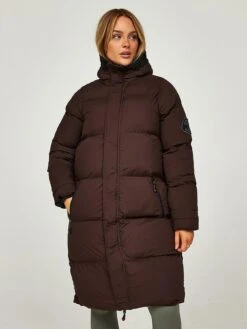 Zavetti Canada Alora Longline Puffer Jacket - Brown