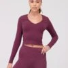 Everyday Seamless V Neck Long Sleeve Top - Purple -Modish Muse VJV58 SQ1 0000000039 PURPLE MDf