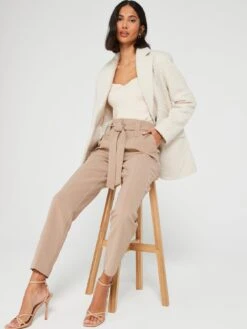 V By Very Belted Soft Tapered Trousers - Brown -Modish Muse VJXP7 SQ6 0000000143 BROWN MDd2