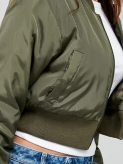 Brave Soul Cropped Bomber Jacket - Khaki -Modish Muse VK4RM SQ4 0000000058 KHAKI MDd