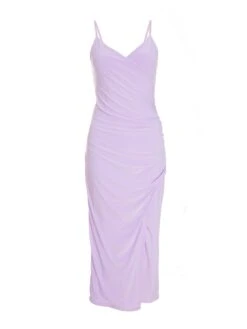 Quiz Wrap Ruched Midi Dress - Light Purple -Modish Muse VKBIE SQ5 0000001367 LIGHT PURPLE MDd1