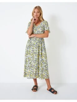 Crew Clothing Eden Midi Dress - Yellow -Modish Muse VKBIY SQ4 0000000076 YELLOW MDd