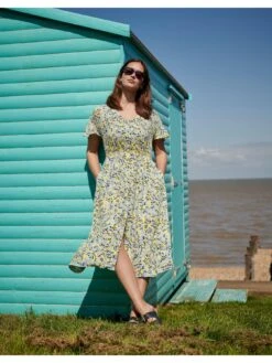 Crew Clothing Eden Midi Dress - Yellow -Modish Muse VKBIY SQ6 0000000076 YELLOW MDd2