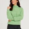 Lucy Mecklenburgh High Neck Fluffy Yarn Jumper - Green  -Modish Muse VKDNC SQ1 0000000047 GREEN MDf
