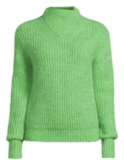 Lucy Mecklenburgh High Neck Fluffy Yarn Jumper - Green  -Modish Muse VKDNC SQ5 0000000047 GREEN SLf