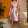 Chi Chi London Bardot Box Pleated Skater Midi Dress In Mauve -Modish Muse VKE69 SQ1 0000000063 PINK MDf