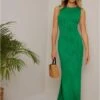 Chi Chi London Sleeveless Swirl Plisse Maxi Dress In Green -Modish Muse VKE74 SQ1 0000000047 GREEN MDf