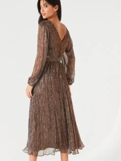 V By Very Ls Lurex Ruched Waist Midaxi Dress -Modish Muse VKV0L SQ5 0000000143 BROWN MDd1